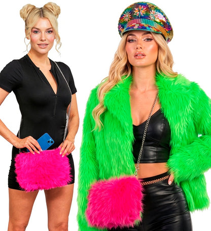 “Handbag Long Plush Neon Pink”