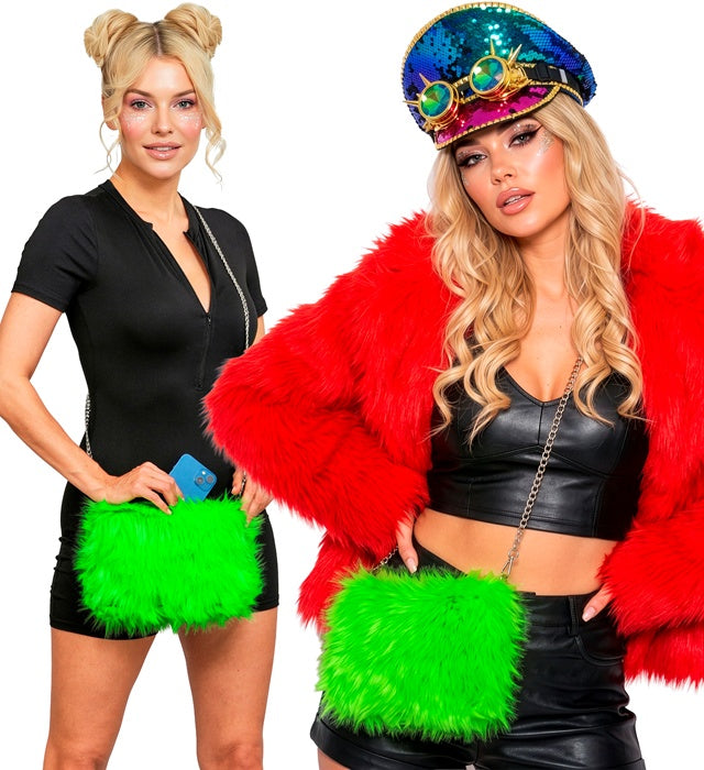 “Handbag Long Plush Neon Green”