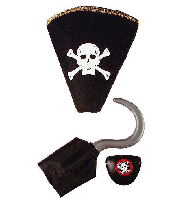 Pirate Set  Hat, Hook, Eye-Patch 