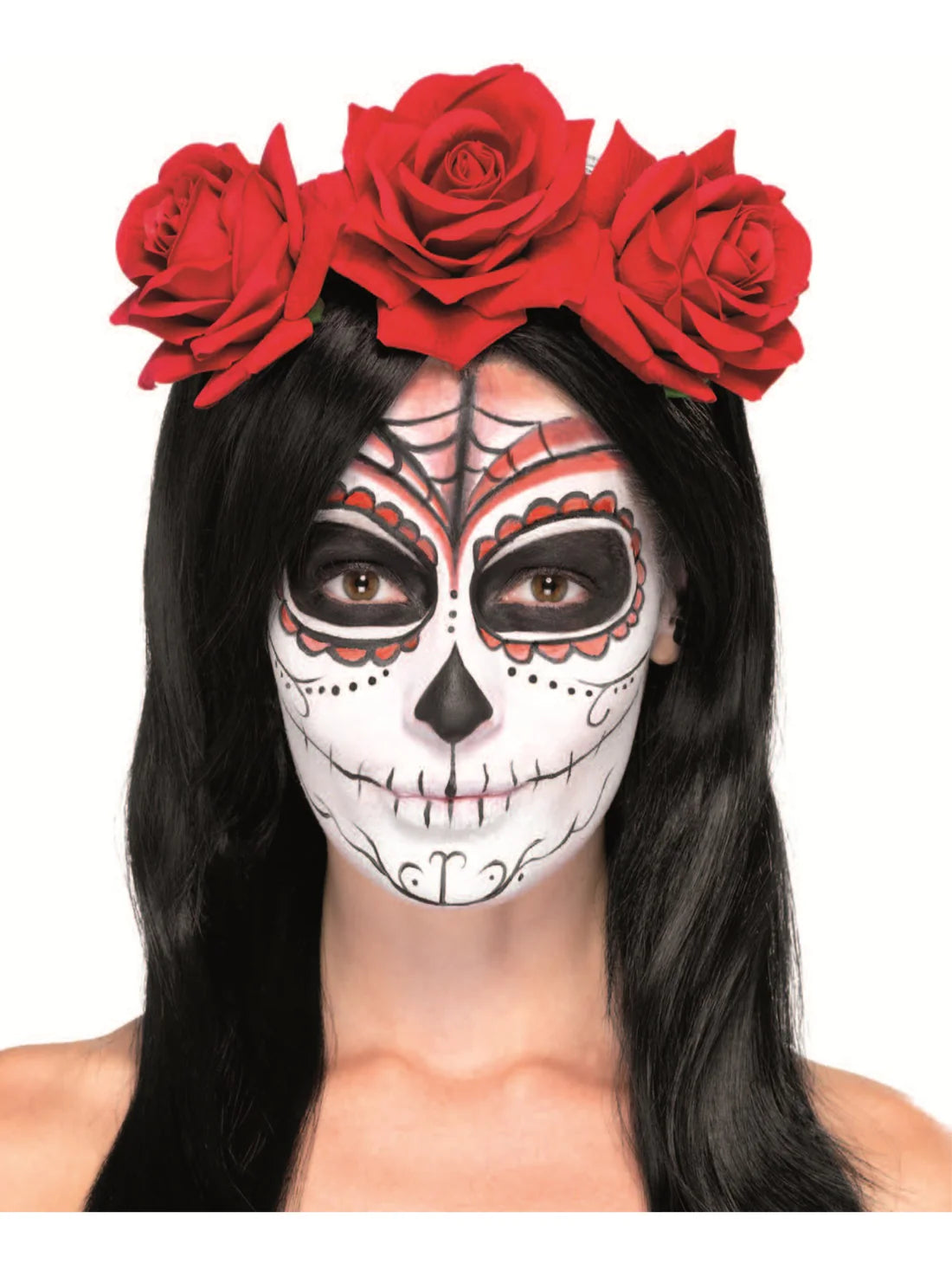Day Of The Dead Red Headband Red Roses Adult Halloween Costume Accessory 5