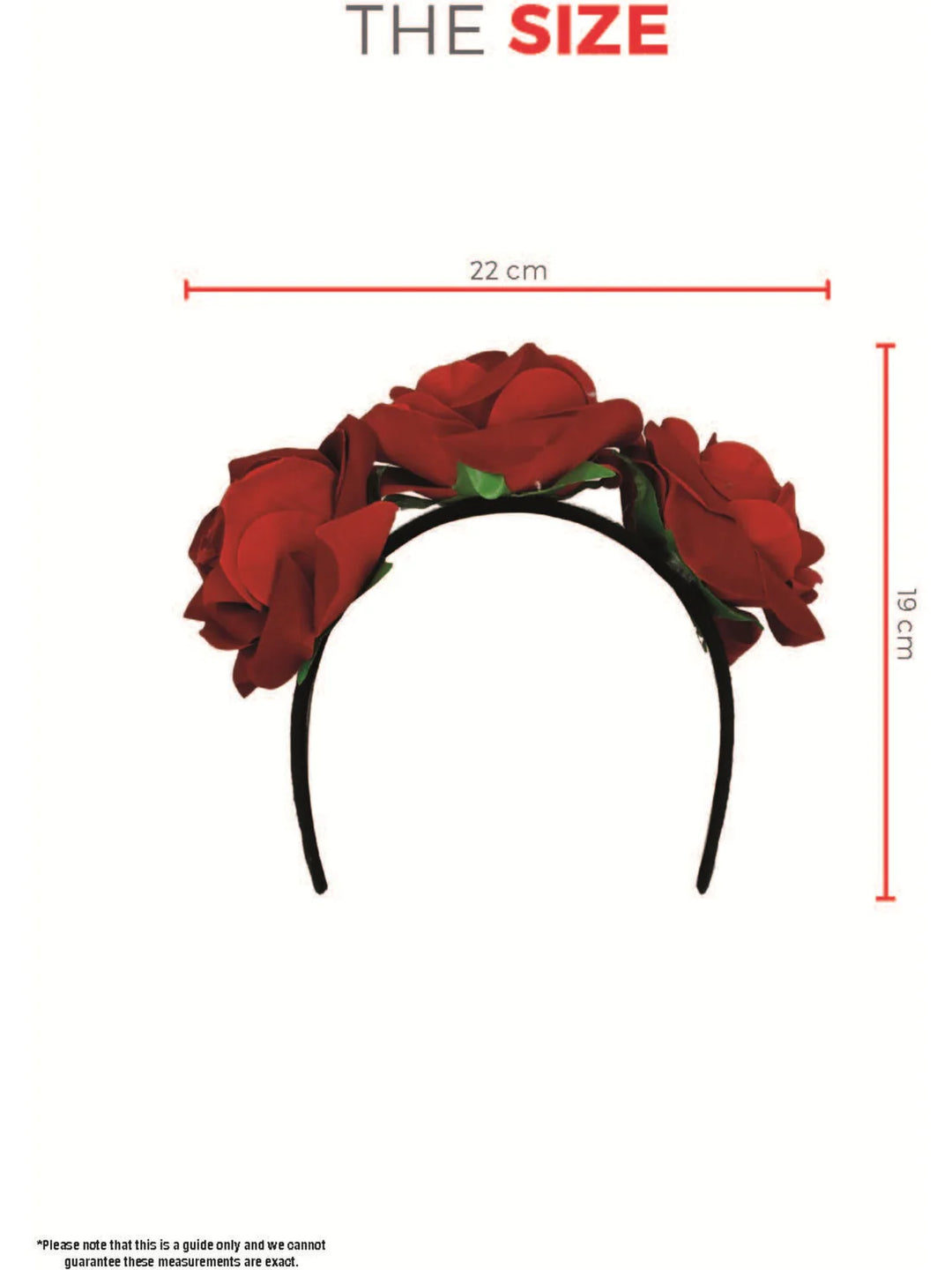 Day Of The Dead Red Headband Red Roses Adult Halloween Costume Accessory