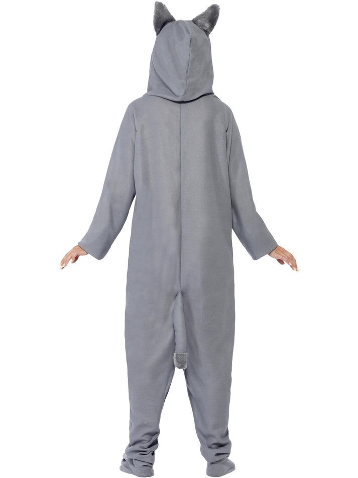 Wolf Costume Adult Grey All In One With Animal Hood 5