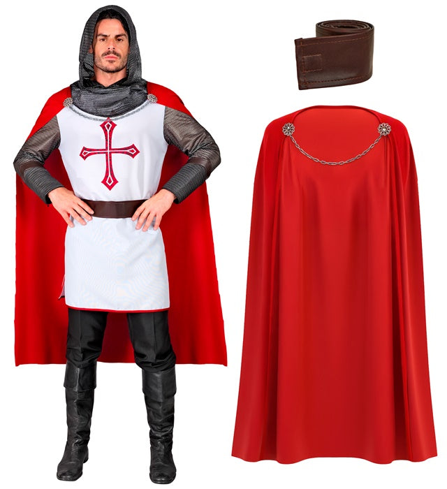 Knight Templar  Hooded Tunic, Belt, Cape 