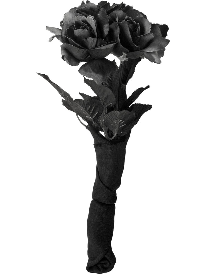 Corpse Bride Bouquet Adult Black with Black Grey Roses Gothic Costume Accessory