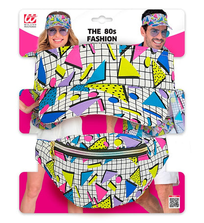 The 80S Funky Fashion - Funky White  Visor & Belt Bag 