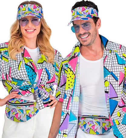 The 80S Funky Fashion - Funky White  Visor & Belt Bag 