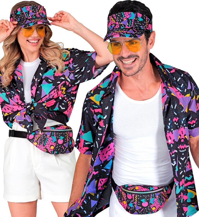 The 80S Funky Fashion- Funky Black  Visor & Belt Bag 