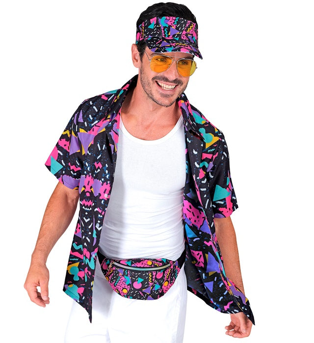 The 80S Funky Fashion- Funky Black  Visor & Belt Bag 