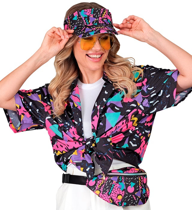 The 80S Funky Fashion- Funky Black  Visor & Belt Bag 
