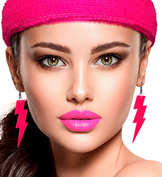 The 80S Neon Pink Thunder Earrings 
