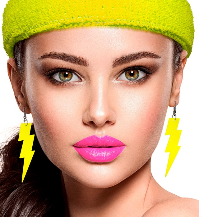 The 80S Neon Yellow Thunder Earrings 