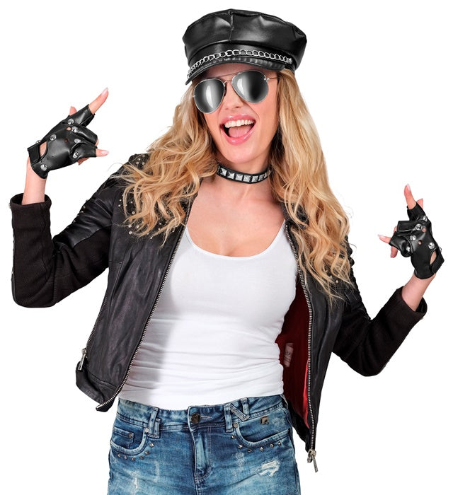 Rocker/Biker  Hat, Choker, Gloves, Glasses  