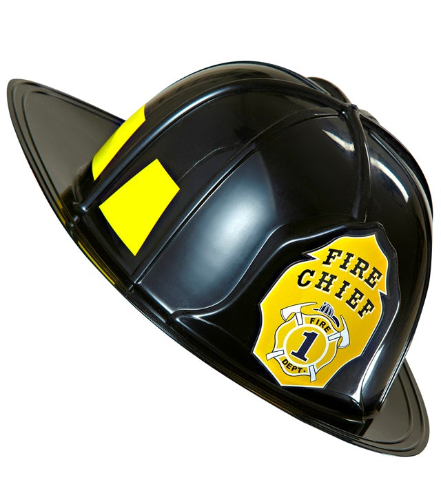 Black Fireman Hat Hard Plastic
