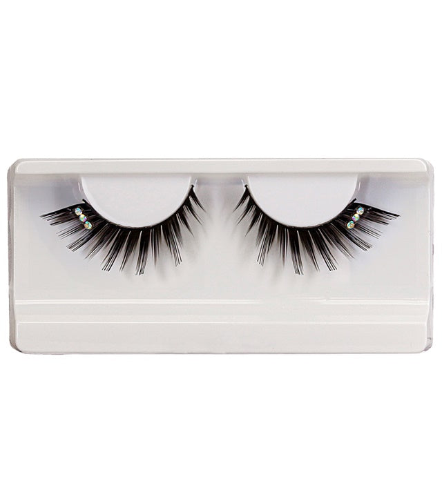 Black Peaked Strass Eyelashes With Glass Bottle Glue