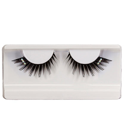 Black Peaked Strass Eyelashes With Glass Bottle Glue