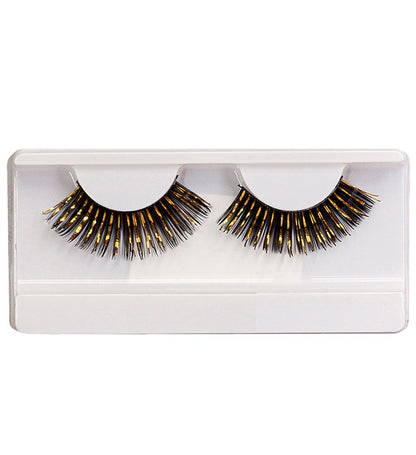 Long Black & Gold Eyelashes In Box With Glass Bottle Glue