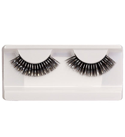 Long Black & Silver Eyelashes In Box With Glass Bottle Glue