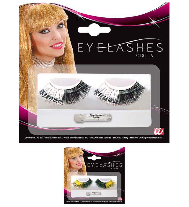 Metallic Celebrity Eyelashes With Glue Tube - Black-Gold & Black-Silver Ass.