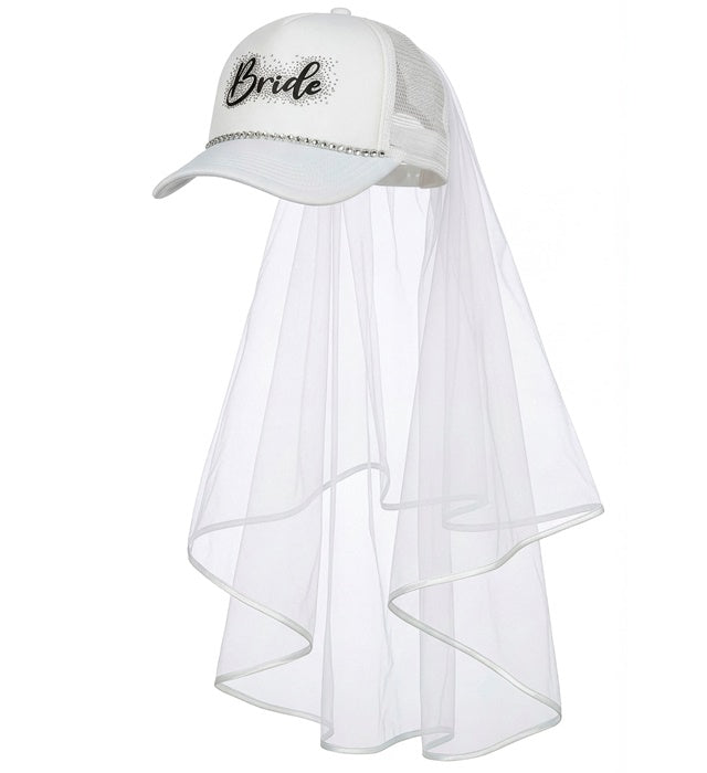 Hat Cap With Veil & Strass Bride