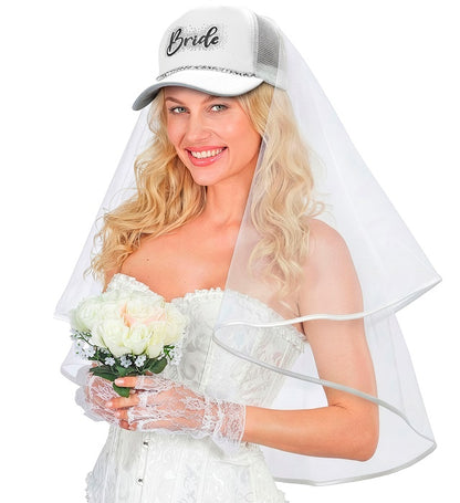 Hat Cap With Veil & Strass Bride