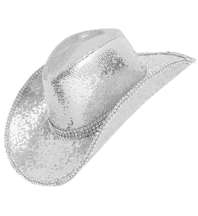 Hat Cowboy Sequin With Strass Silver