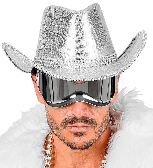 Hat Cowboy Sequin With Strass Silver