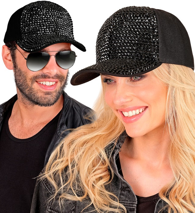Hat Cap Strass Black