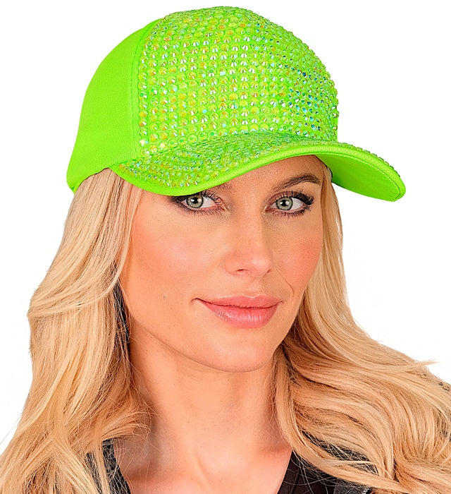 Hat Cap Strass Neon Green