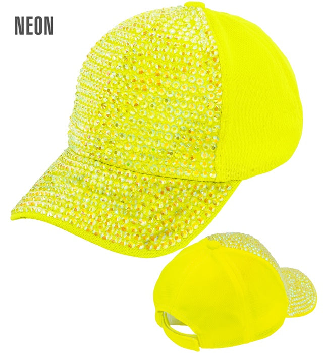 Hat Cap Strass Neon Yellow