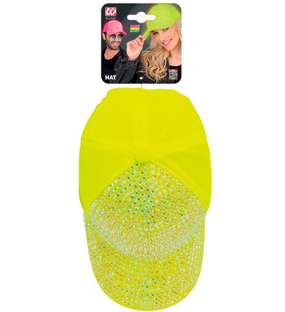 Hat Cap Strass Neon Yellow