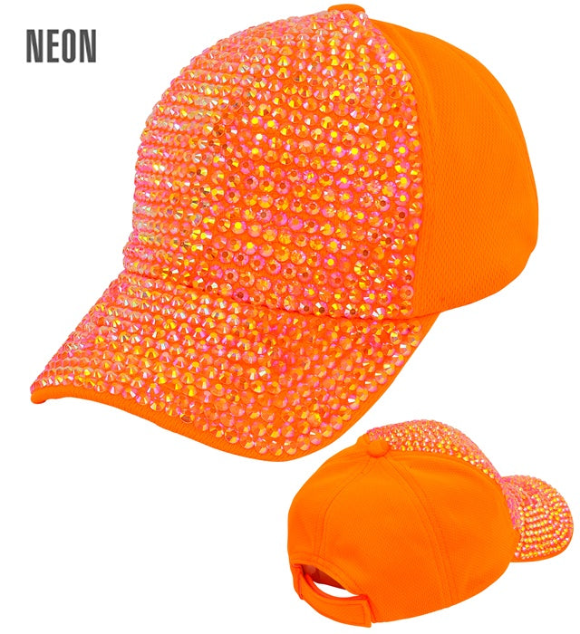 Hat Cap Strass Neon Orange