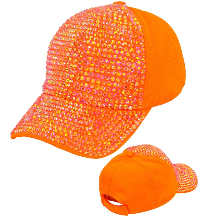 Hat Cap Strass Neon Orange