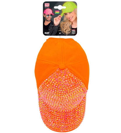 Hat Cap Strass Neon Orange