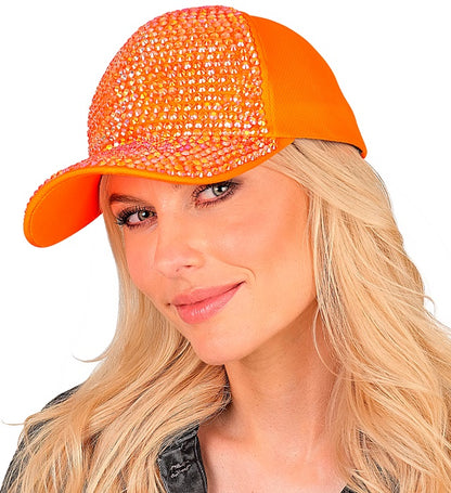 Hat Cap Strass Neon Orange
