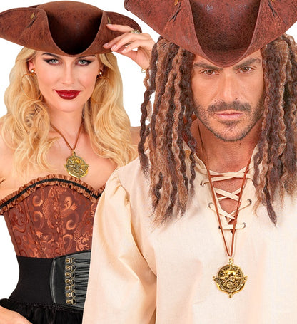 Necklace With Medallion Pirate Skull