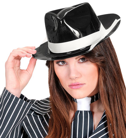 Gangster Hat With White Band Pvc