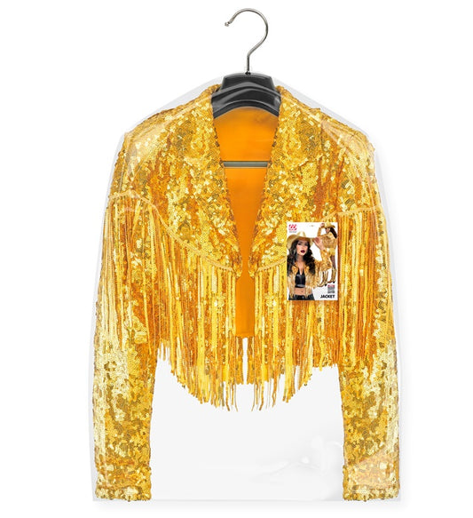 Jacket Sequin With Fringes Gold