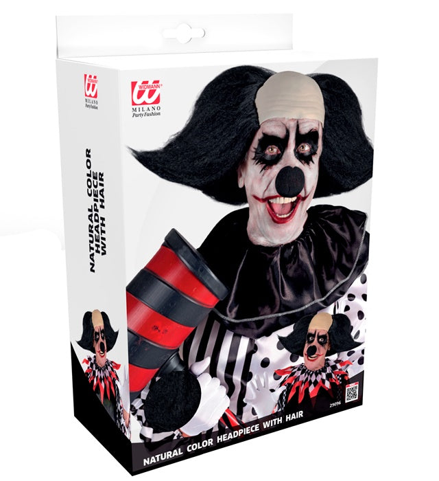 Sinister Clown Headpiece With Black Hair In Box