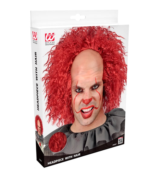 Vintage Creepy Clown Headpiece With Red Hair In Box