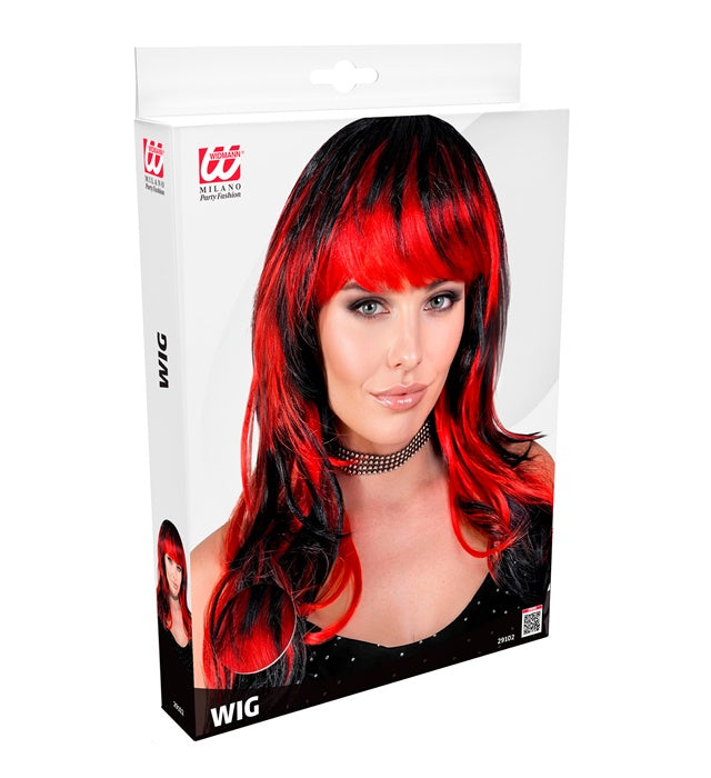 Black/Red Vampiress Wig In Box