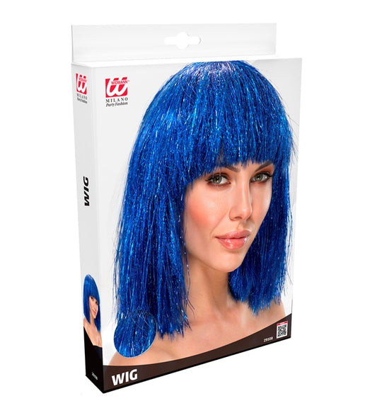 Blue Glitzy Wig In Box