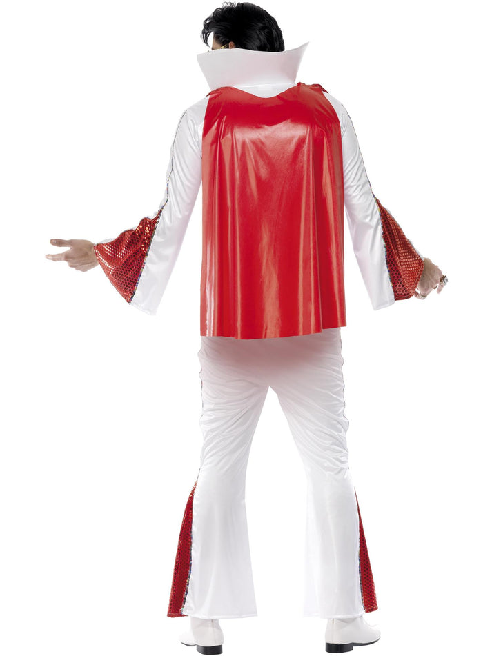 Elvis Costume Adult White and Red Shirt Trousers Cape and Belt
