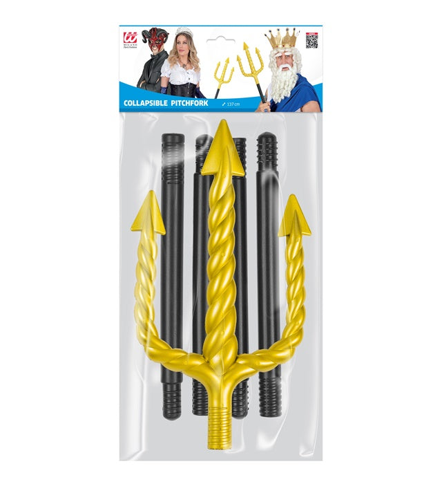 Collapsible Golden Spiral Pitchfork With Black Stick - 137 Cm  