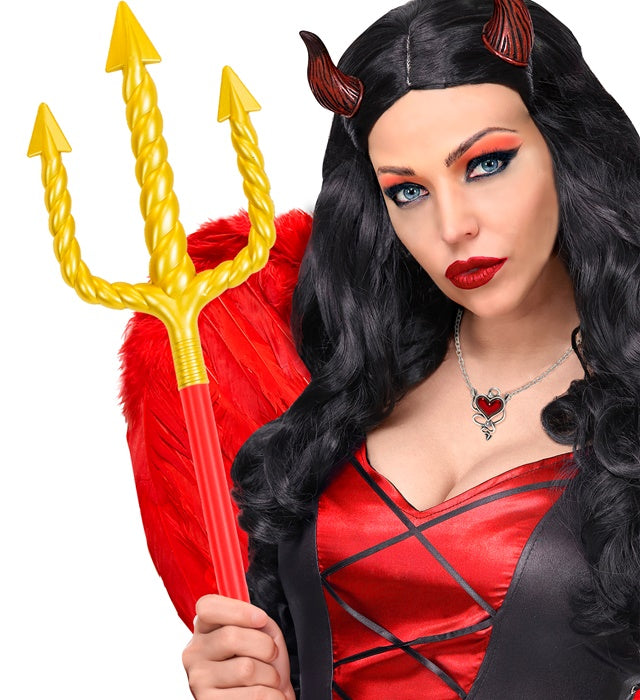 Collapsible Golden Spiral Pitchfork With Red Stick - 137 Cm   