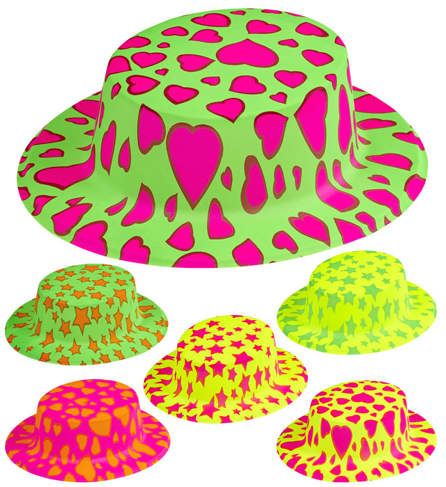 Stars & Hearts Boater Hat 6 Neoncolors Ass.