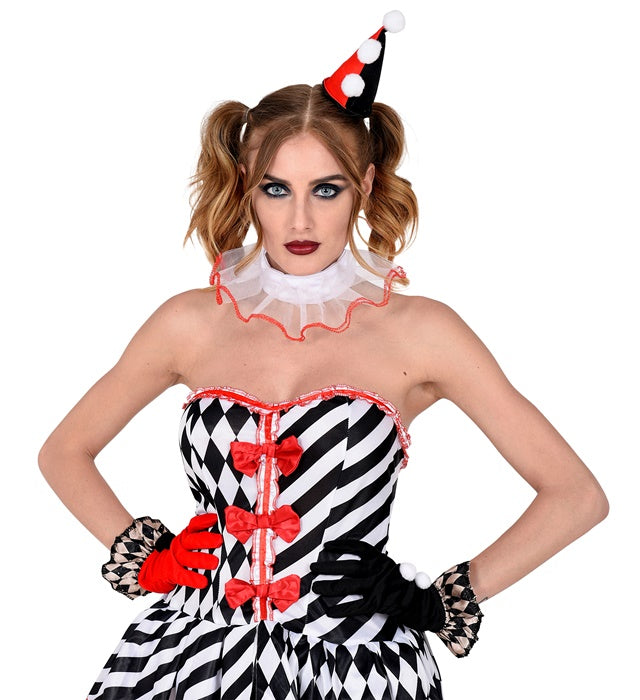 Evil Harlequin  Mini Hat, Ruff, Gloves 