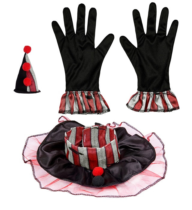 Clown  Mini Hat, Collar, Gloves 