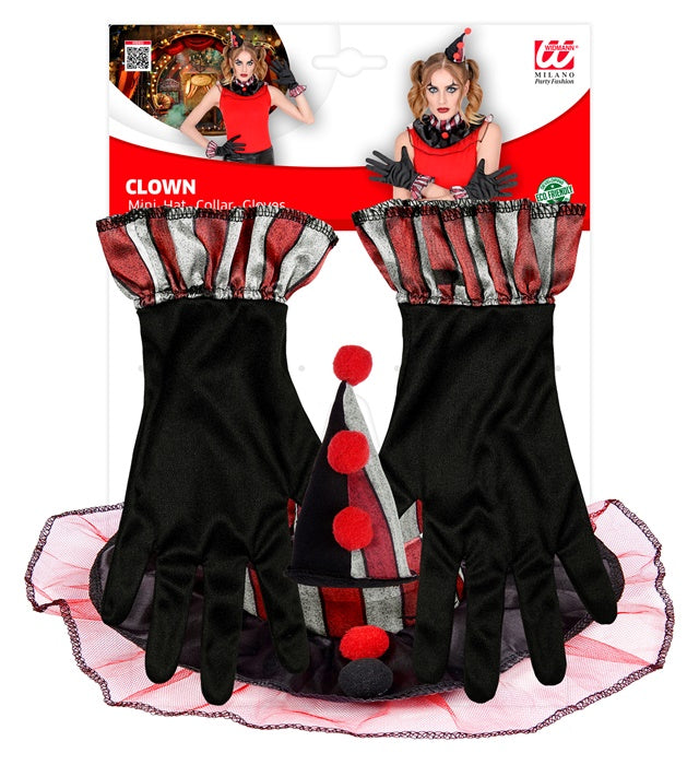 Clown  Mini Hat, Collar, Gloves 