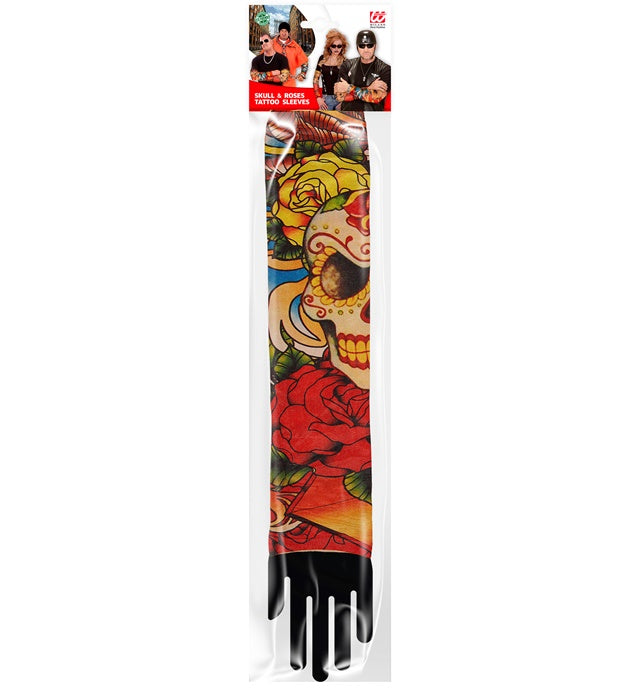 Pair Of Natural Look Skull & Roses Tattoo Sleeves