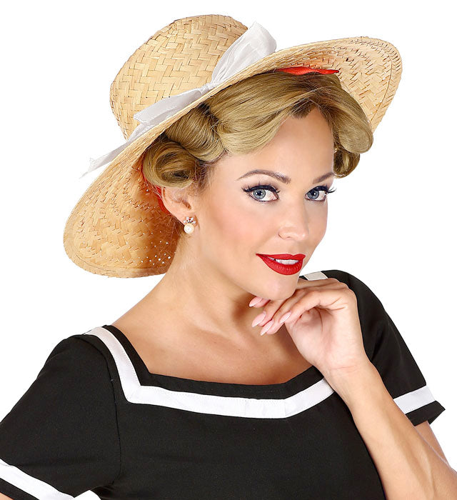 Mayfair Lady Straw Hat With Ribbon 4 Colors Ass.
